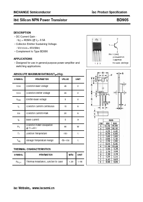 BD905 Datasheet PDF Inchange Semiconductor