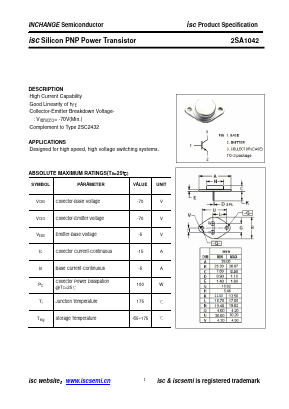 2SA1042 Datasheet PDF Inchange Semiconductor