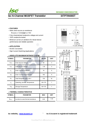 IXTP70N085T Datasheet PDF Inchange Semiconductor
