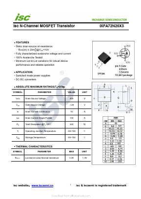 IXFA72N20X3 Datasheet PDF Inchange Semiconductor