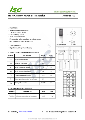 AOTF2916L Datasheet PDF Inchange Semiconductor