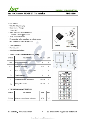 FDB8880 Datasheet PDF Inchange Semiconductor