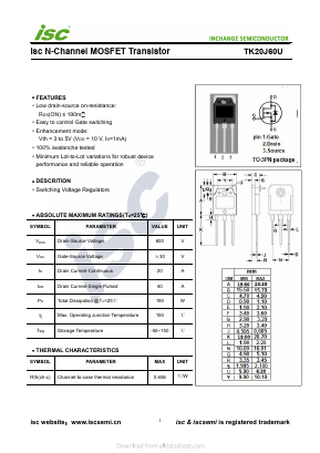 TK20J60U Datasheet PDF Inchange Semiconductor