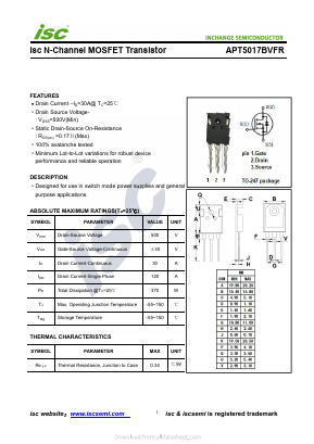 APT5017BVFR Datasheet PDF Inchange Semiconductor