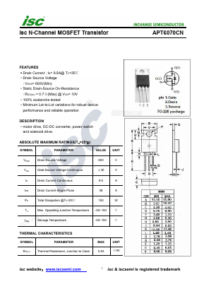 APT6070CN Datasheet PDF Inchange Semiconductor