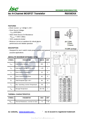 R6030ENX Datasheet PDF Inchange Semiconductor