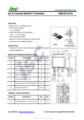 DMN4010LK3 Datasheet PDF Inchange Semiconductor
