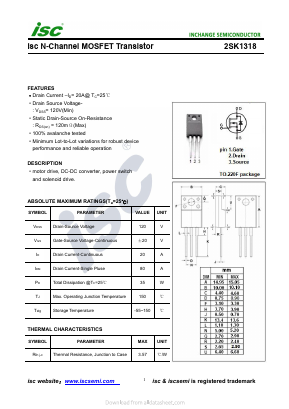 2SK1318 Datasheet PDF Inchange Semiconductor