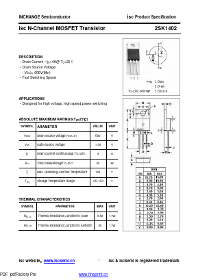 K1402 Datasheet PDF Inchange Semiconductor