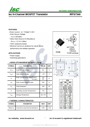 IRFS7540 Datasheet PDF Inchange Semiconductor