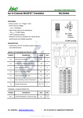 IRLS540A Datasheet PDF Inchange Semiconductor