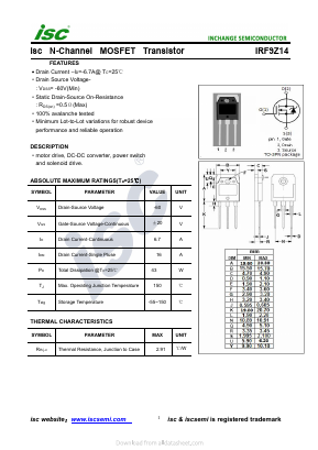 IRF9Z14 Datasheet PDF Inchange Semiconductor