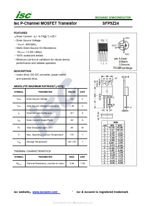 SFP9Z24 Datasheet PDF Inchange Semiconductor