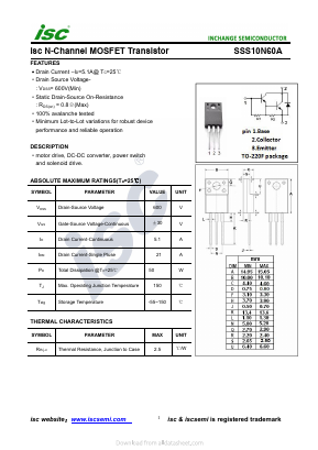 SSS10N60A Datasheet PDF Inchange Semiconductor