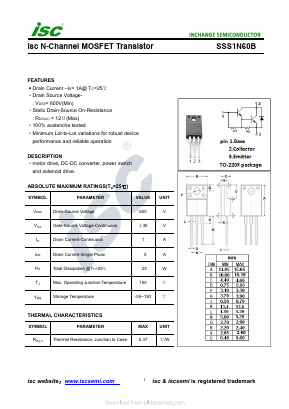 SSS1N60B Datasheet PDF Inchange Semiconductor