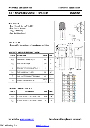 K1201 Datasheet PDF Inchange Semiconductor
