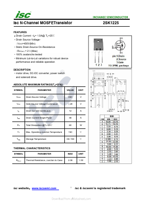 K1225 Datasheet PDF Inchange Semiconductor