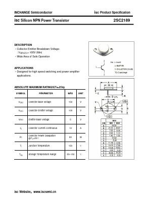 2SC2189 Datasheet PDF Inchange Semiconductor