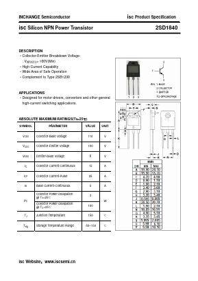 2SD1840 Datasheet PDF Inchange Semiconductor