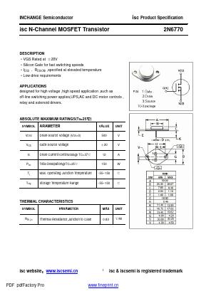 2N6770 Datasheet PDF Inchange Semiconductor