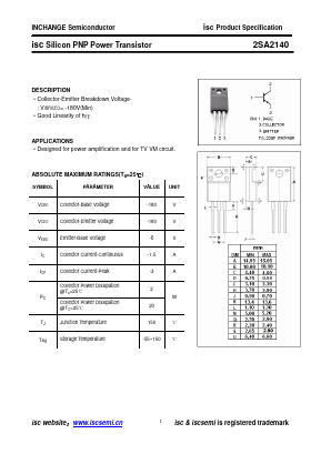 A2140 Datasheet PDF Inchange Semiconductor