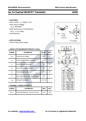 4N50-TO-3 Datasheet PDF Inchange Semiconductor