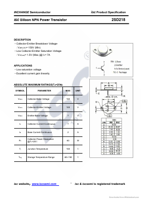 2SD218 Datasheet PDF Inchange Semiconductor