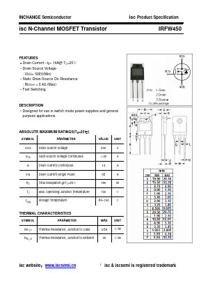 IRFW450 Datasheet PDF Inchange Semiconductor