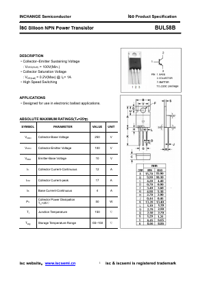 BUL58B Datasheet PDF Inchange Semiconductor
