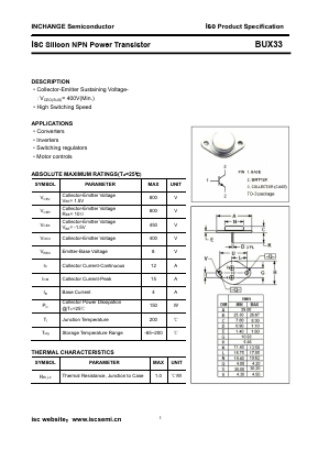 BUX33 Datasheet PDF Inchange Semiconductor