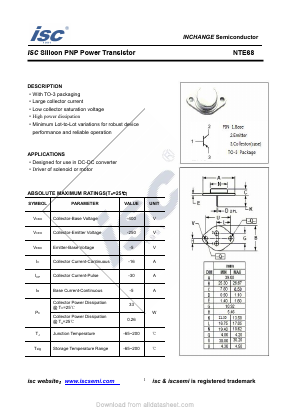 NTE68 Datasheet PDF Inchange Semiconductor
