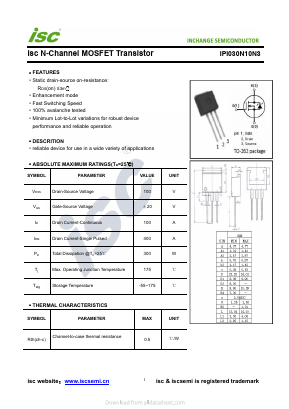 IPI030N10N3 Datasheet PDF Inchange Semiconductor