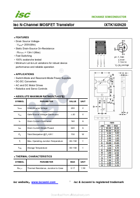 IXTK160N20 Datasheet PDF Inchange Semiconductor