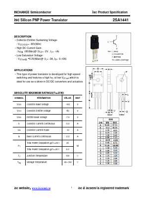 A1441 Datasheet PDF Inchange Semiconductor