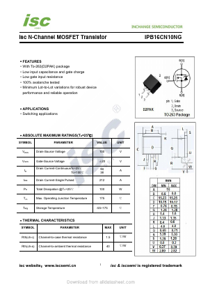 IPB16CN10NG Datasheet PDF Inchange Semiconductor