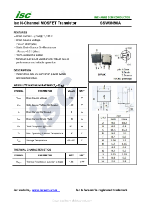 SSW3N90A Datasheet PDF Inchange Semiconductor
