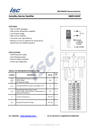 MBR10200F Datasheet PDF Inchange Semiconductor
