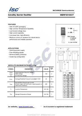 MBRF40100CT Datasheet PDF Inchange Semiconductor