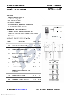 MBRF30150CT Datasheet PDF Inchange Semiconductor