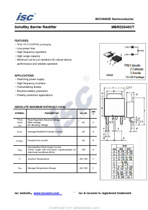 MBRD2040CT Datasheet PDF Inchange Semiconductor