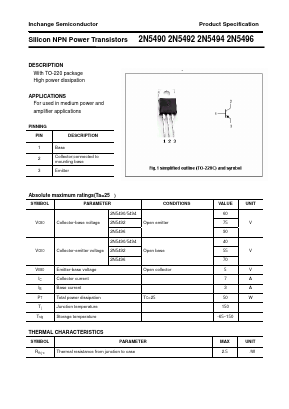2N5494 Datasheet PDF Inchange Semiconductor