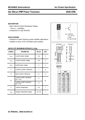 A1358 Datasheet PDF Inchange Semiconductor
