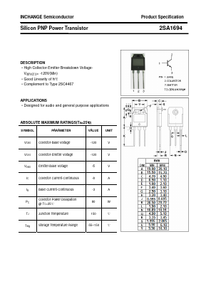 2SA1694 Datasheet PDF Inchange Semiconductor