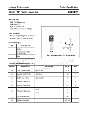 B1149 Datasheet PDF Inchange Semiconductor