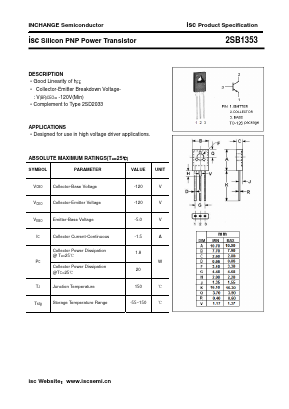 B1353 Datasheet PDF Inchange Semiconductor