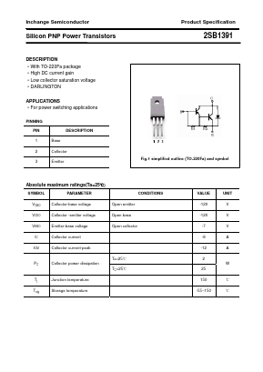 B1391 Datasheet PDF Inchange Semiconductor