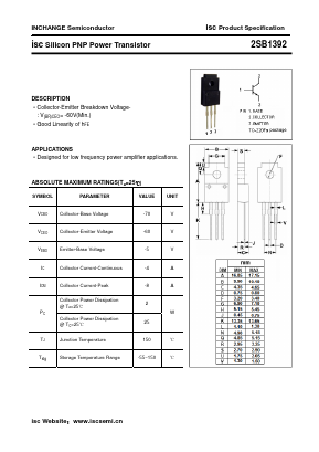 B1392 Datasheet PDF Inchange Semiconductor