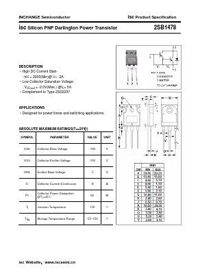 2SB1478 Datasheet PDF Inchange Semiconductor
