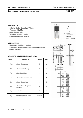 2SB747 Datasheet PDF Inchange Semiconductor