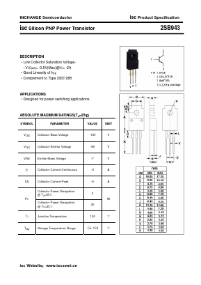 B943 Datasheet PDF Inchange Semiconductor